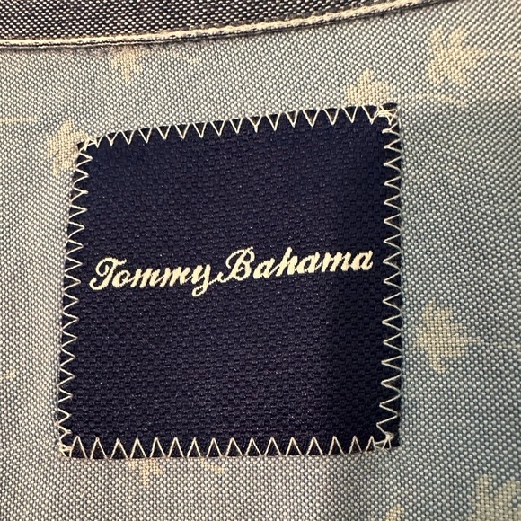 TOMMY BAHAMA Men’s 1XB 100% Silk Light Blue Palm Tree Button Up Short Sleeve - Picture 3 of 15